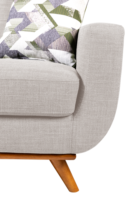 Kort & Co. Freeman 2-Piece Linen-Look Fabric Sectional with Wood Legs – Dove White