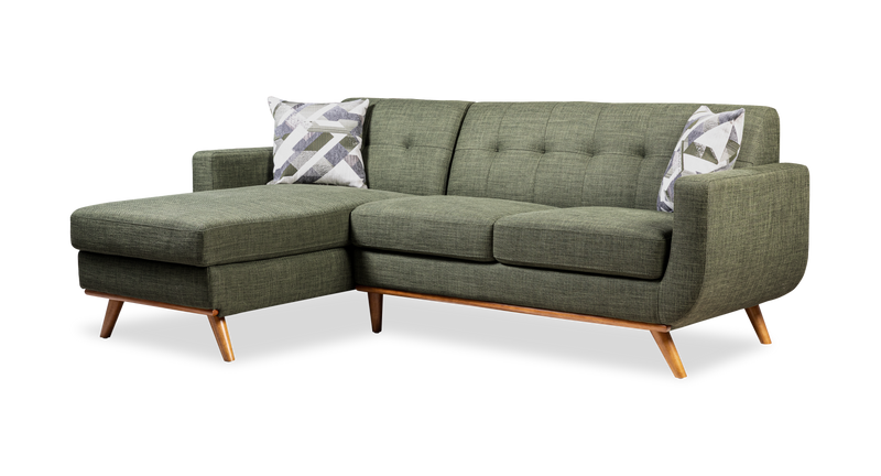 Kort & Co. Freeman 2-Piece Left-Facing Sectional with Wood Legs – Avocado Green