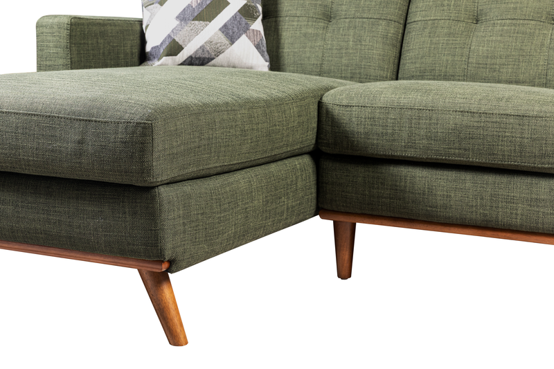 Kort & Co. Freeman 2-Piece Left-Facing Sectional with Wood Legs – Avocado Green