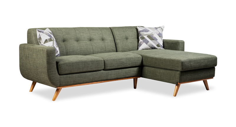 Kort & Co. Freeman 2-Piece Right-Facing Sectional with Wood Legs – Avocado Green