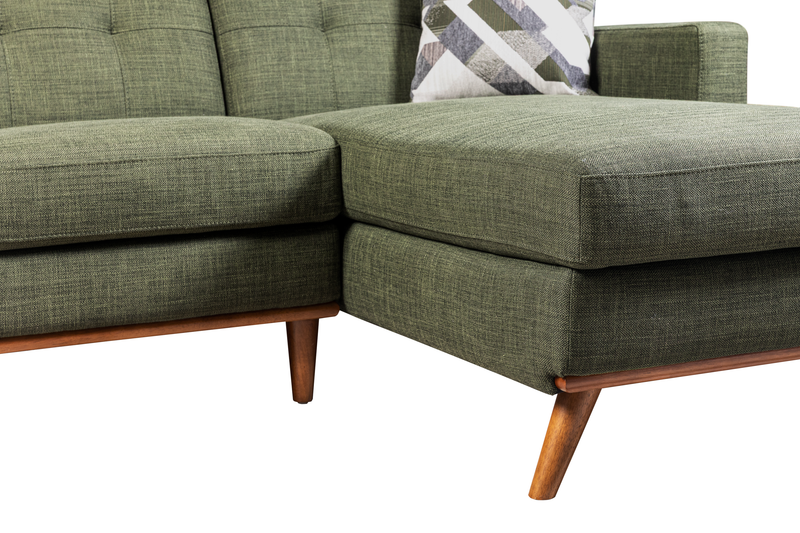 Kort & Co. Freeman 2-Piece Right-Facing Sectional with Wood Legs – Avocado Green
