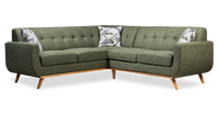 Kort & Co. Freeman 2-Piece Linen-Look Fabric Sectional with Wood Legs – Avocado Green 