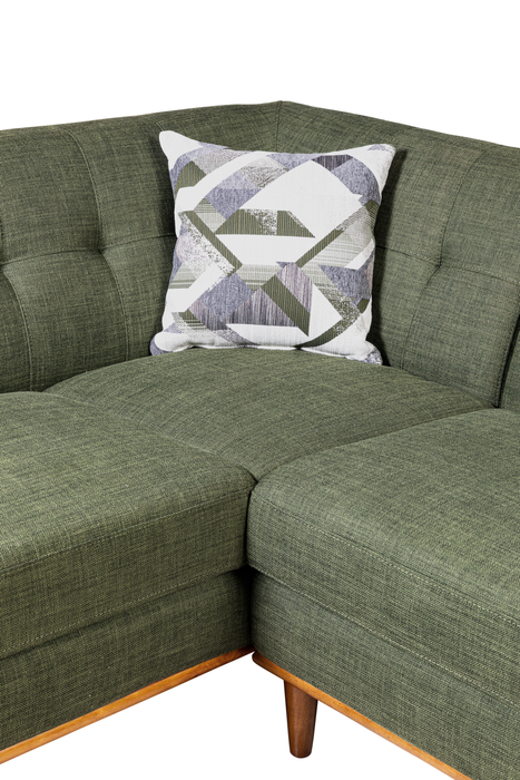 Kort & Co. Freeman 2-Piece Linen-Look Fabric Sectional with Wood Legs – Avocado Green