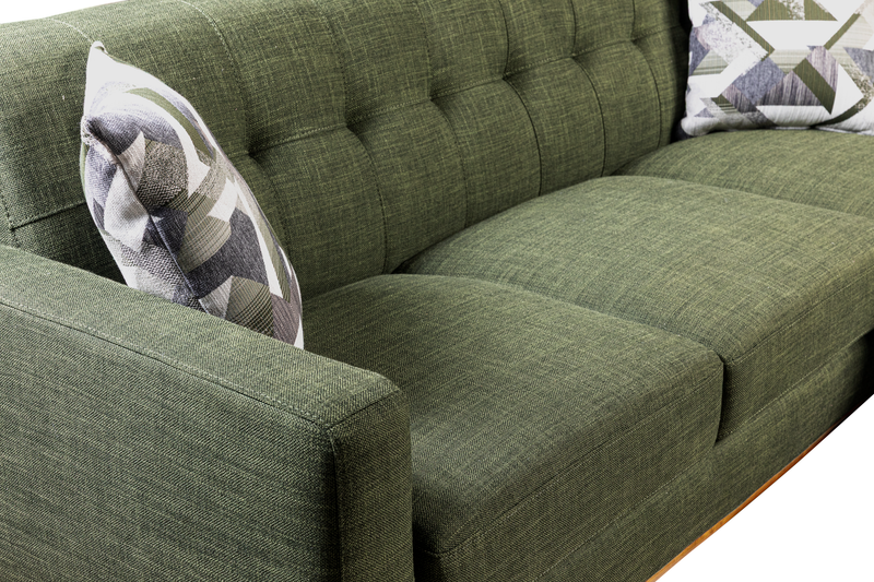 Kort & Co. Freeman 2-Piece Linen-Look Fabric Sectional with Wood Legs – Avocado Green