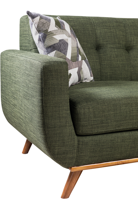 Kort & Co. Freeman 2-Piece Linen-Look Fabric Sectional with Wood Legs – Avocado Green