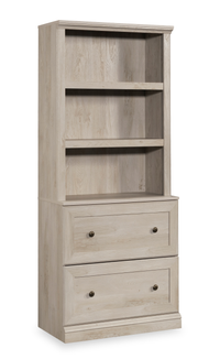 Goodwin 29.06” Modern 2-Shelf Bookcase with Drawers – Chalked Chestnut 