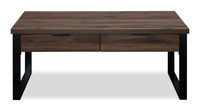 Griffin 46” Contemporary Coffee Table with 2 Drawers – Dark Brown 