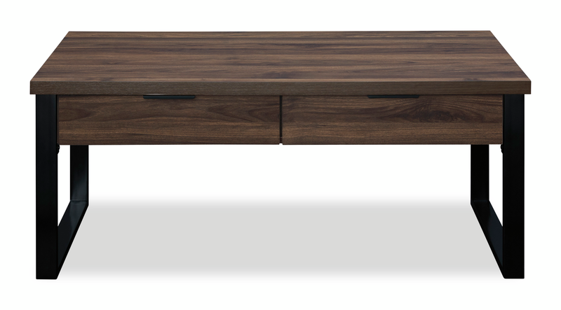 Griffin 46” Contemporary Coffee Table with 2 Drawers – Dark Brown