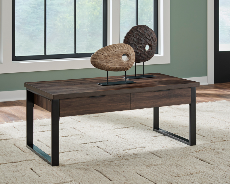 Griffin 46” Contemporary Coffee Table with 2 Drawers – Dark Brown