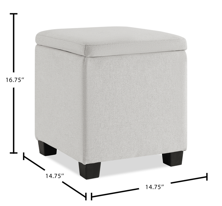 Halifax 14.75” Fabric Storage Ottoman – Light Grey