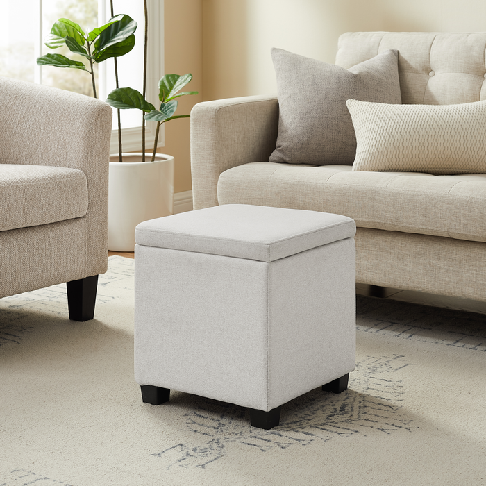 Halifax 14.75” Fabric Storage Ottoman – Light Grey