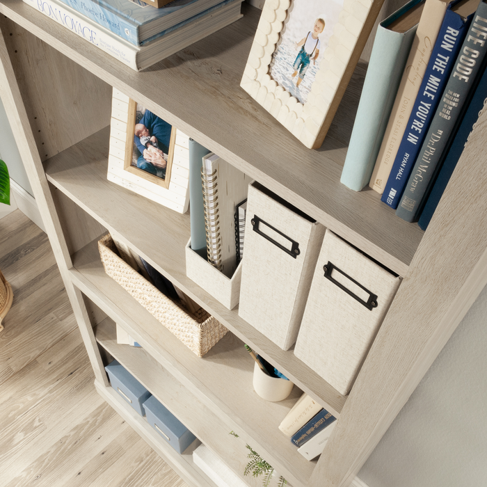 Halston 33.7” 5-Shelf Bookcase with Adjustable Shelves – Chalked Chestnut 