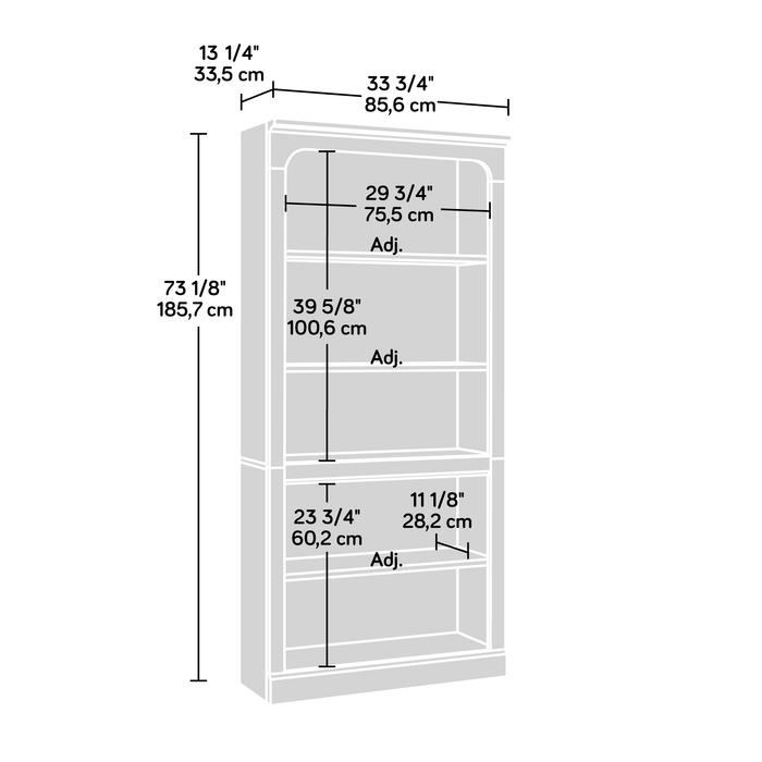 Halston 33.7” 5-Shelf Bookcase with Adjustable Shelves – Sindoori Mango 