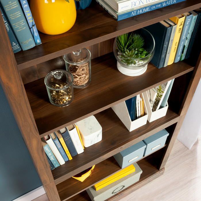 Halston 33.7” 5-Shelf Bookcase with Adjustable Shelves – Sindoori Mango 