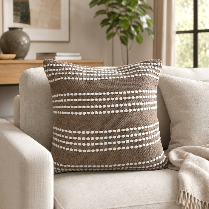 Harris Fabric Accent Pillow -Mocha