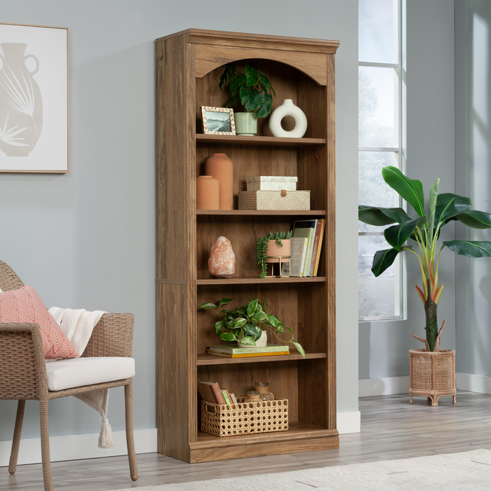 Halston 29.29” 5-Shelf Bookcase with Adjustable Shelves – Grand Walnut 