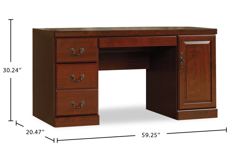 Heritage 59.25\" Computer Office Desk with Cable Management – Classic Cherry
