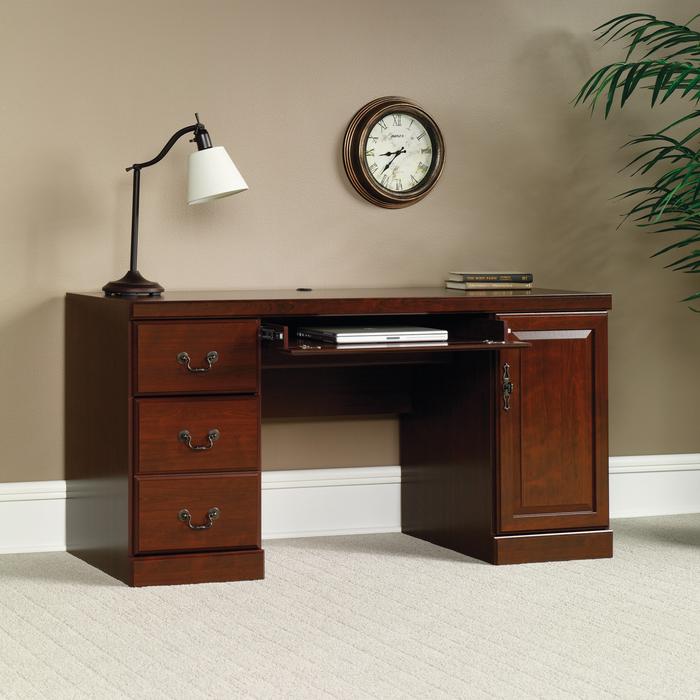 Heritage 59.25\" Computer Office Desk with Cable Management – Classic Cherry