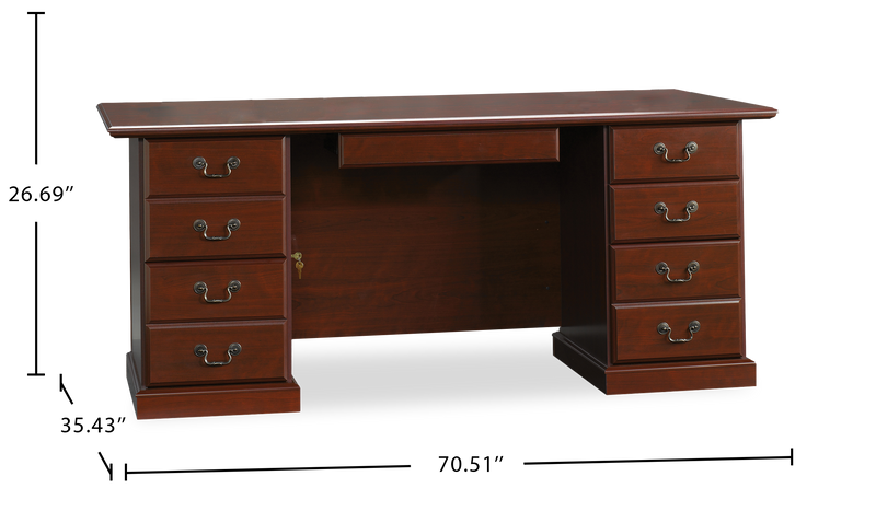 Heritage 70.51\" Executive Office Desk with 4 Drawers – Classic Cherry