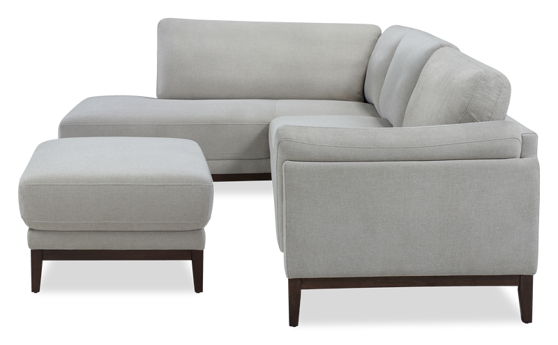 Horizon 2-Piece Left-Facing Fabric Sectional with Wood Base and Legs - Grey