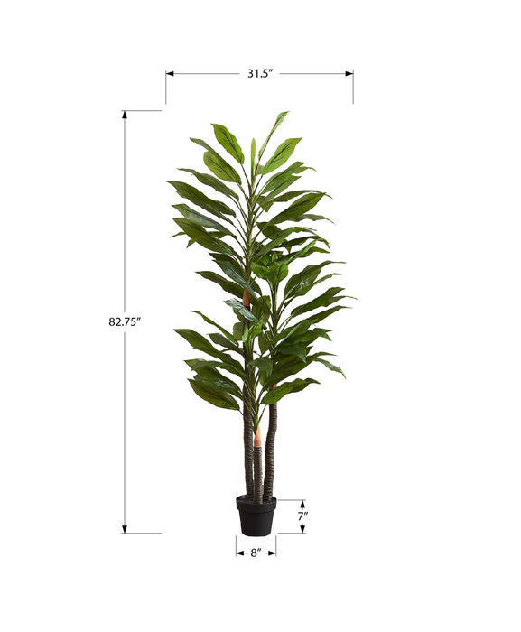 82.75” Artificial Indoor Dracaena in 8” Pot 