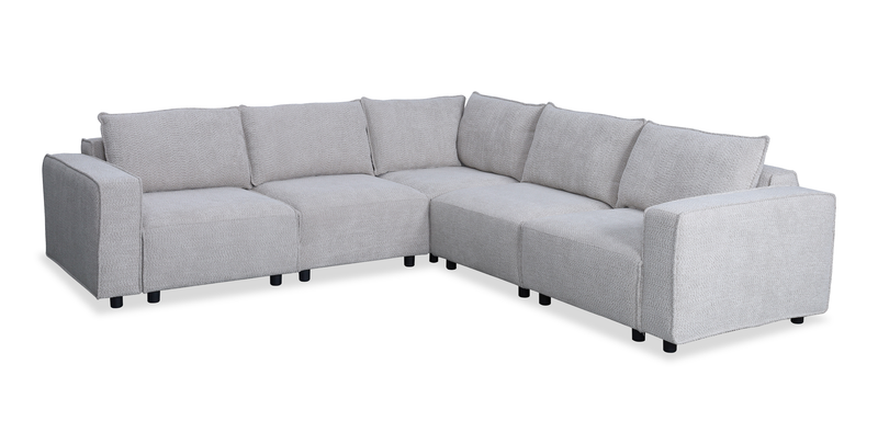 Infinity Modular 5-Piece Chenille Fabric Sofa Sectional – Light Grey