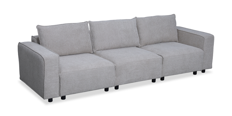 Infinity Modular 3-Piece Chenille Fabric Sofa Sectional – Light Grey 
