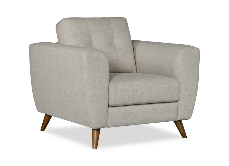 Iverly 38” Linen-Look Fabric Chair with Removable Back Cushion -Sand