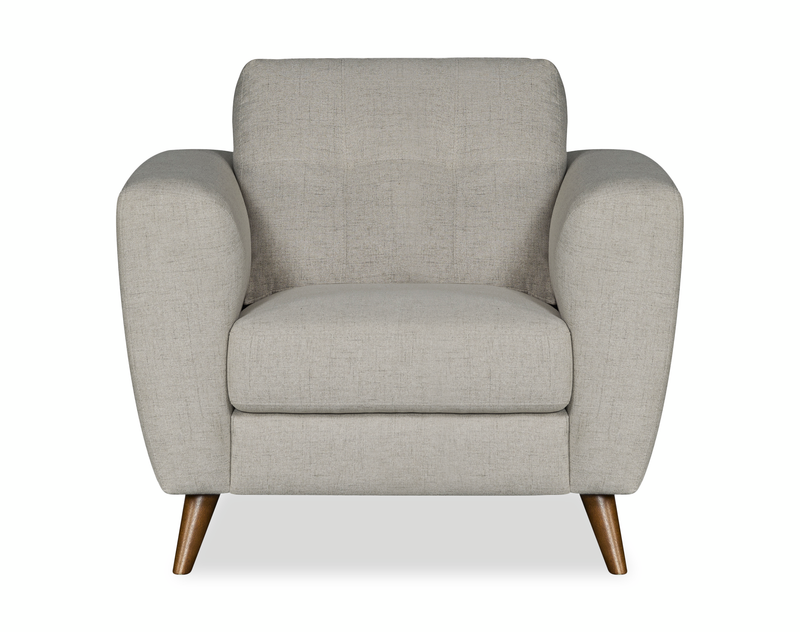 Iverly 38” Linen-Look Fabric Chair with Removable Back Cushion -Sand
