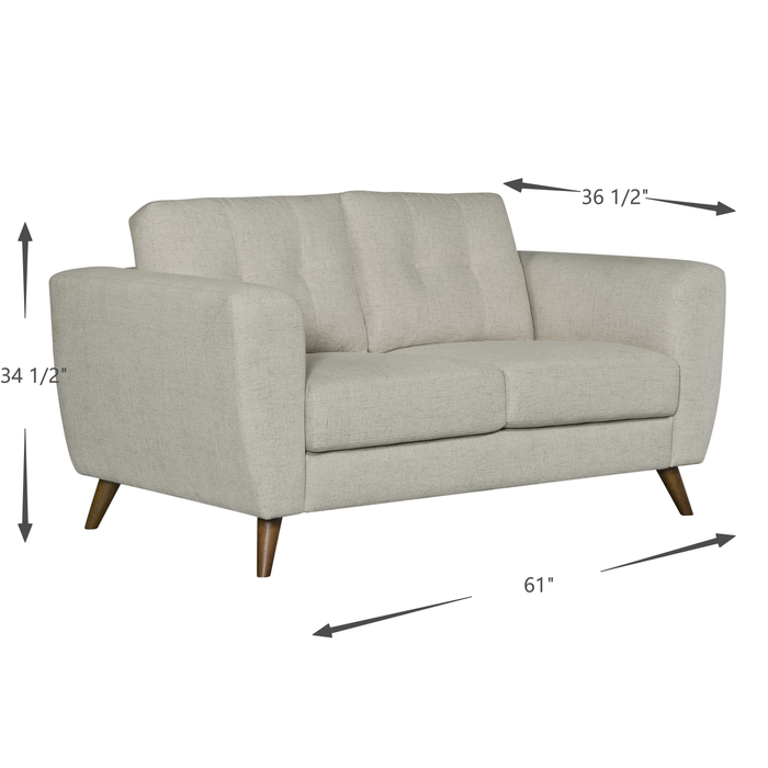 Iverly 61” Linen-Look Fabric Loveseat with Removable Back Cushions – Sand