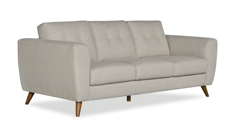 Iverly 84” Linen-Look Fabric Sofa with Removable Back Cushions – Sand