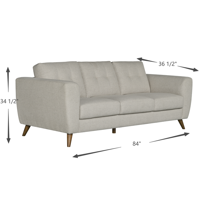 Iverly 84” Linen-Look Fabric Sofa with Removable Back Cushions – Sand