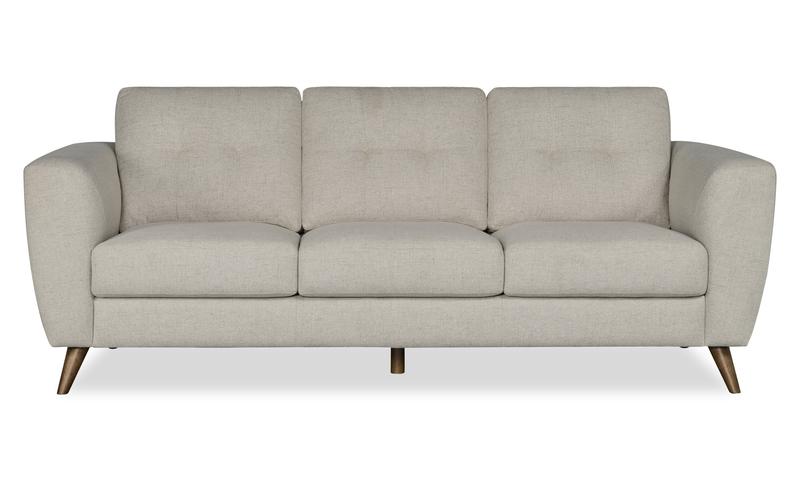 Iverly 84” Linen-Look Fabric Sofa with Removable Back Cushions – Sand