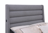 Jade Upholstered Platform Bed with USB Ports in Grey Fabric - Queen Size | Base de lit plateforme rembourrée Jade en tissu gris avec ports USB - format grand lit