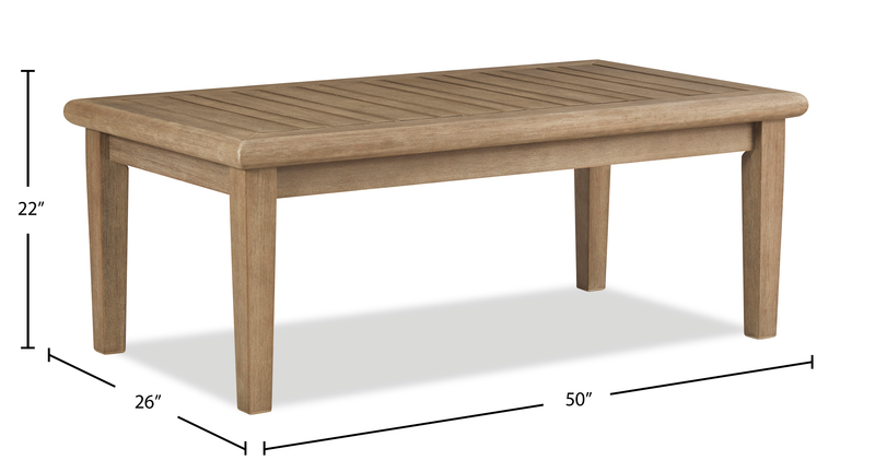 Juno Outdoor Patio Coffee Table - Eucalyptus Wood, UV & Weather Resistant – Natural