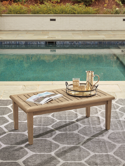 Juno Outdoor Patio Coffee Table - Eucalyptus Wood, UV & Weather Resistant – Natural