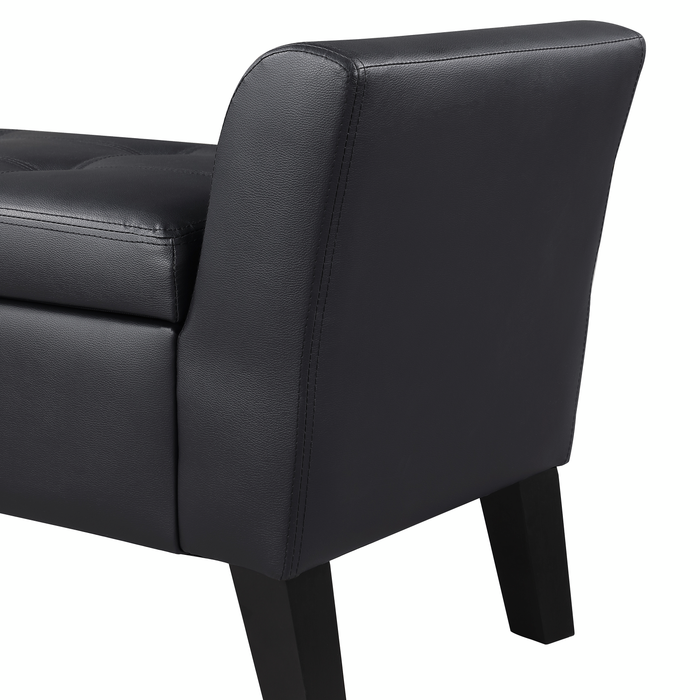 Kohen 46.75\" Contemporary Leather-Look Fabric Bench with Storage – Black