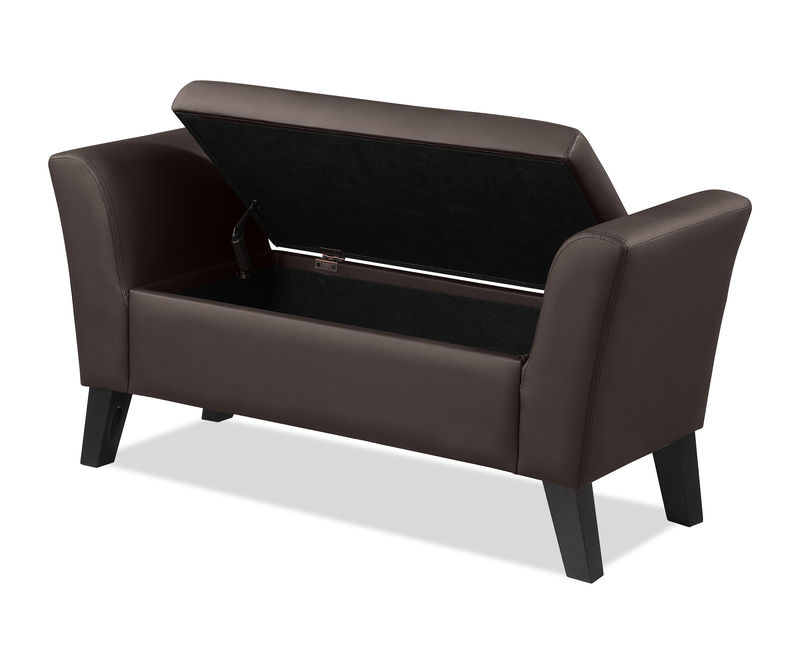Kohen 46.75\" Contemporary Leather-Look Fabric Bench with Storage – Brown 
