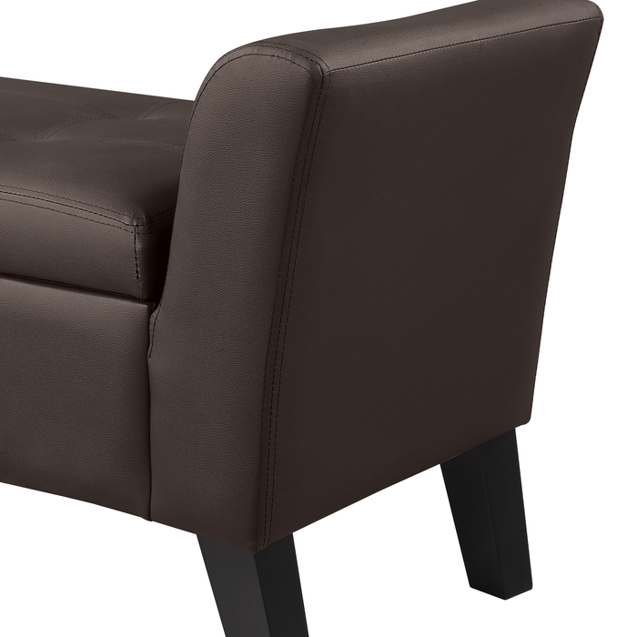 Kohen 46.75\" Contemporary Leather-Look Fabric Bench with Storage – Brown 