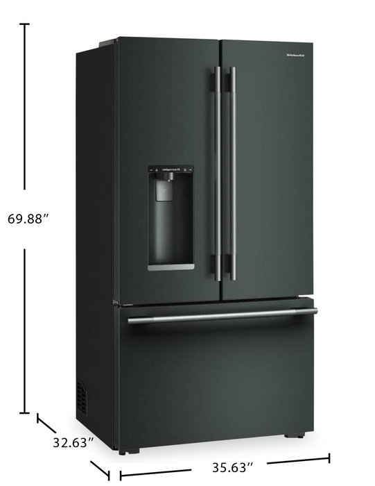 KitchenAid 35.6\" 23.1 Cu. Ft. Counter-Depth French Door Refrigerator – Juniper - KRFC536SJP