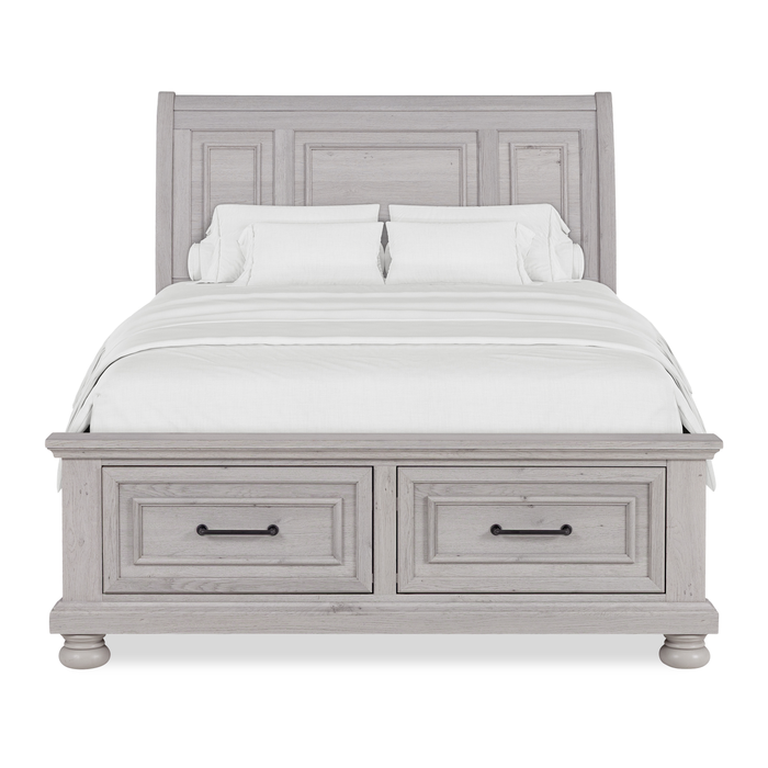 Kylie 6pc Bedroom Set with Storage Bed, Dresser, Mirror & Nightstand, Sand - Full Size