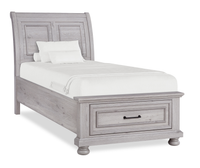 Kylie Platform Storage Bed with Headboard & Frame, Sand - Twin Size
