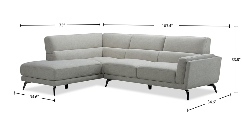 Kyrie 2-Piece Left-Facing Linen-Look Fabric Sectional - Taupe