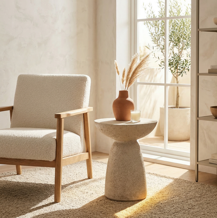 Lake 18.9\" Modern End Table - Cream