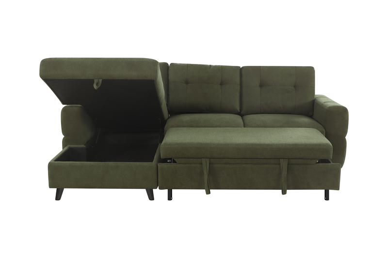Laval 2-Piece Left-Facing Fabric Sleeper Sectional with Storage Chaise - Green