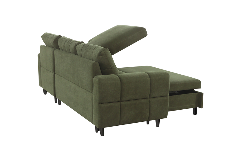 Laval 2-Piece Right-Facing Fabric Sleeper Sectional with Storage Chaise - Green