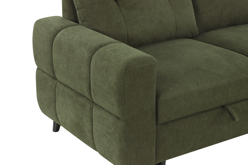 Laval 2-Piece Right-Facing Fabric Sleeper Sectional with Storage Chaise - Green