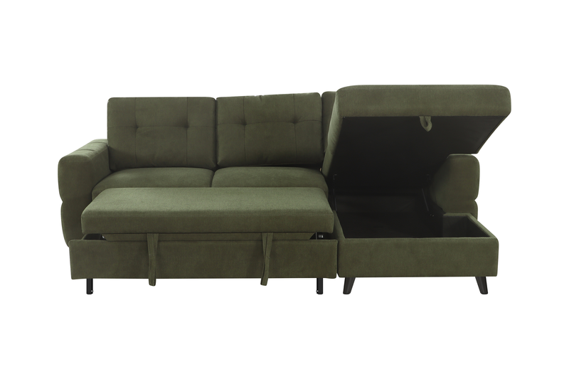 Laval 2-Piece Right-Facing Fabric Sleeper Sectional with Storage Chaise - Green