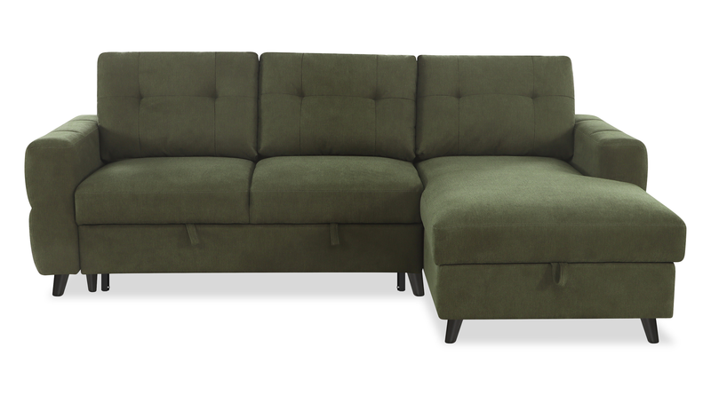Laval 2-Piece Right-Facing Fabric Sleeper Sectional with Storage Chaise - Green