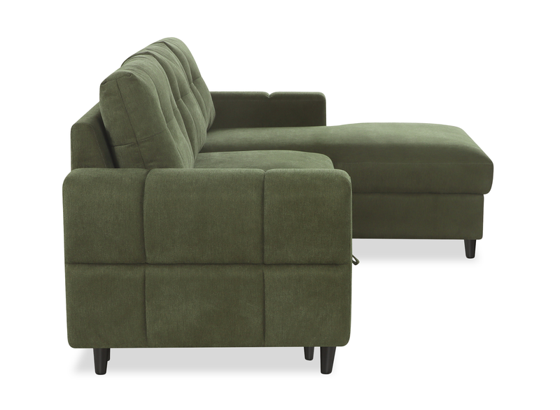 Laval 2-Piece Right-Facing Fabric Sleeper Sectional with Storage Chaise - Green